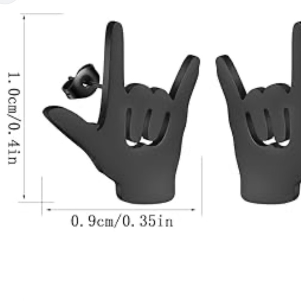 NEW I Love You sign stud Earrings in Black color - Boutique - Picture 2 of 5